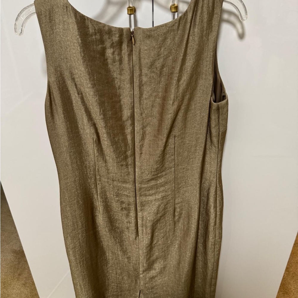 Champagne Gold Shimmer 2-Piece Skirt Suit | Elegant Jacket & Dress Set | Formal - Picture 8 of 12